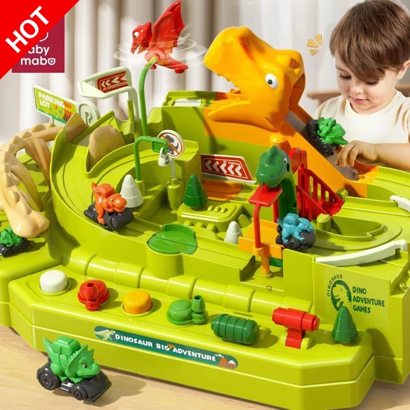 새로운 공룡 자동차 장난감 디노 어드벤처 곡선 도로 트랙 레일 자동차 주차장 게임 어린이 축제 생일 어린이 선물