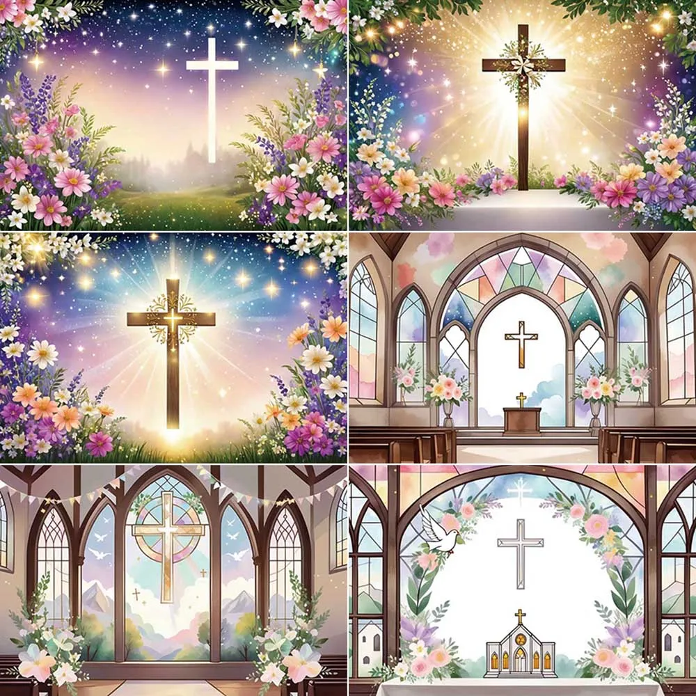 

MOON.QG Holy First Communion Photography Backdrop Baptism Church Cross Photozone Background Children Studio Photobooth Supplies