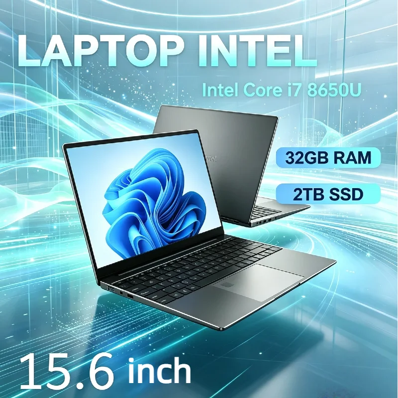 New 15.6 Inch Ultra Slim Laptop Intel Core i7-8650U 32GB RAM 2TB SSD 1080P FHD Notebook For Gaming Office