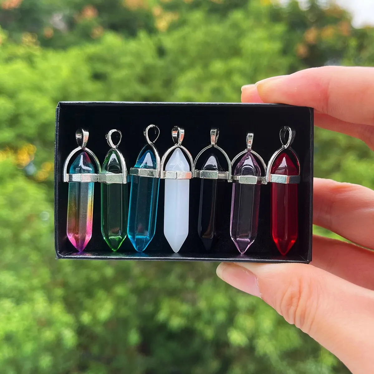 7pcs/set Bullet Shape Healing Pointed Chakra Beads Crystals For Jewelry Making Home Office Décoration Christmas Birthday Busine