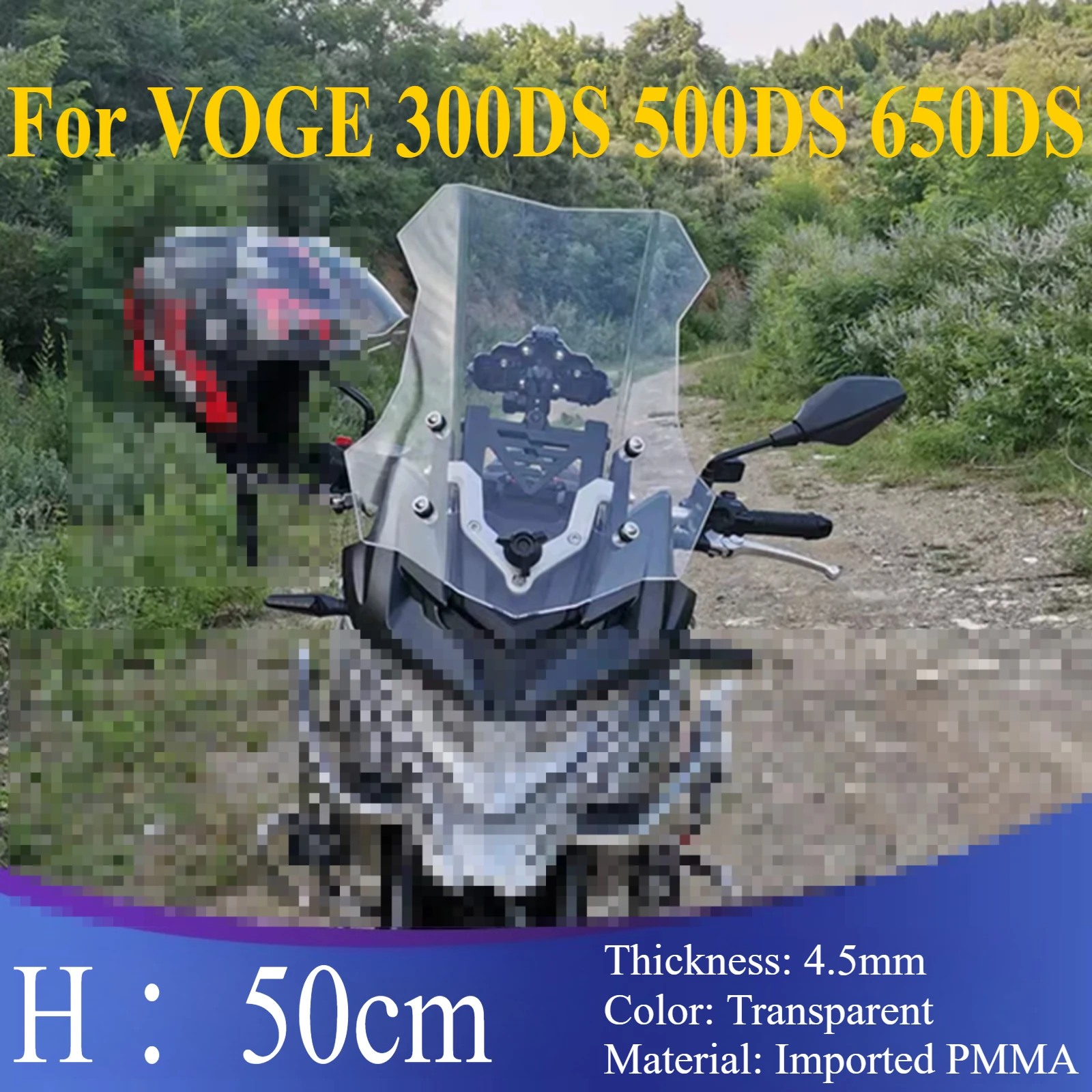 

For VOGE 300DS 500DS 650DS Motorcycle Modified Windshield Wind Deflector Heightened Windshield Front Glass Accessories Parts