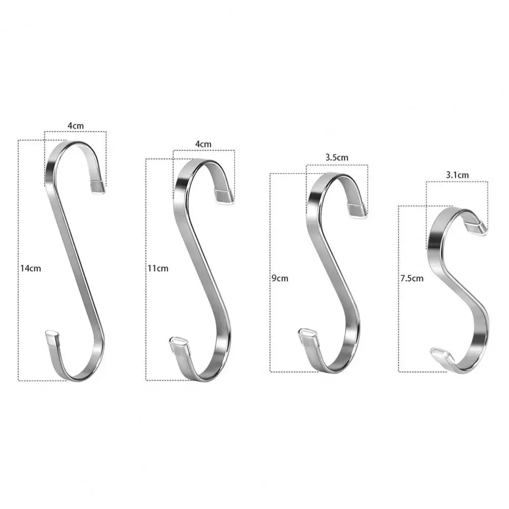 Big Size Stainless Steel S Shaped Hook Clothes Towels Hanging Hook Bathroom Kitchen Railing S Hanger Hook Clasp Holder Hooks