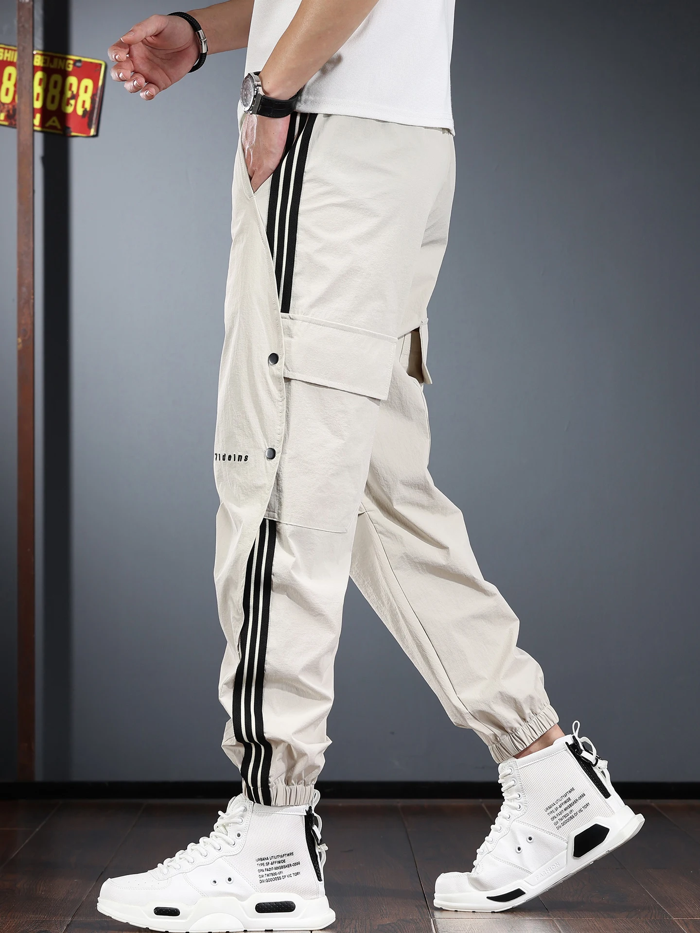 

Новые мужские повседневные брюки Slim Fit 2026 года: быстросохнущие, спортивные, рабочие, легкие, летние, модные, в полоску