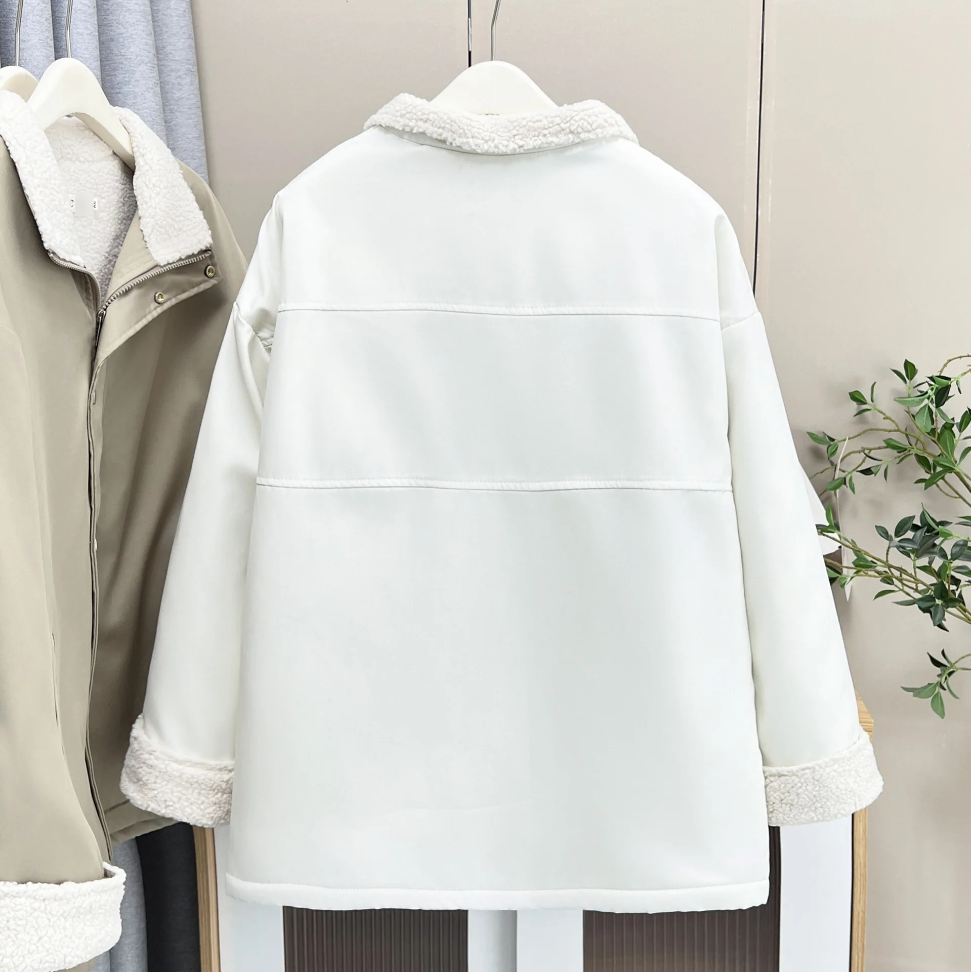 XXXXL موضة حجم كبير سترات نسائية شتوية جديدة غير رسمية بياقة واقفة جاكيت من الصوف معاطف متوسطة الطول 691 #6