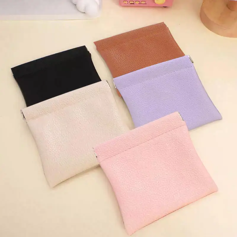 Fashion Automatic Closing PU Shrapnel Storage Bag Earphone Data Cable Lipstick Jewelry Portable Mini Waterproof Storage Bag