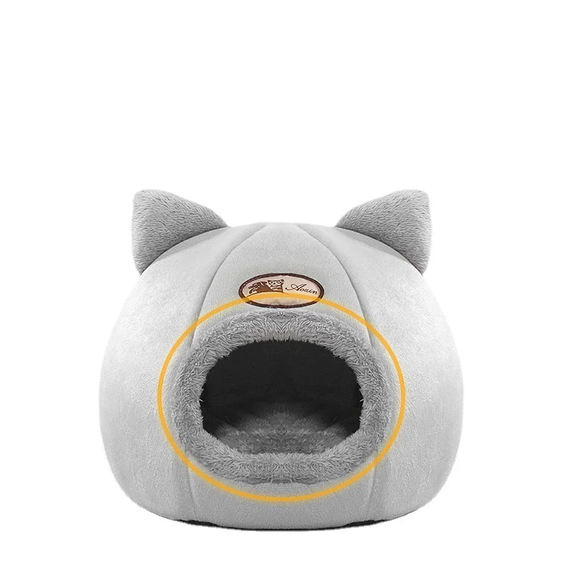 

All-Season Cat Bed - Winter Warmth with Fuzz - Semi-Enclosed, Circular Pet Bed - Pet Cat Supplies