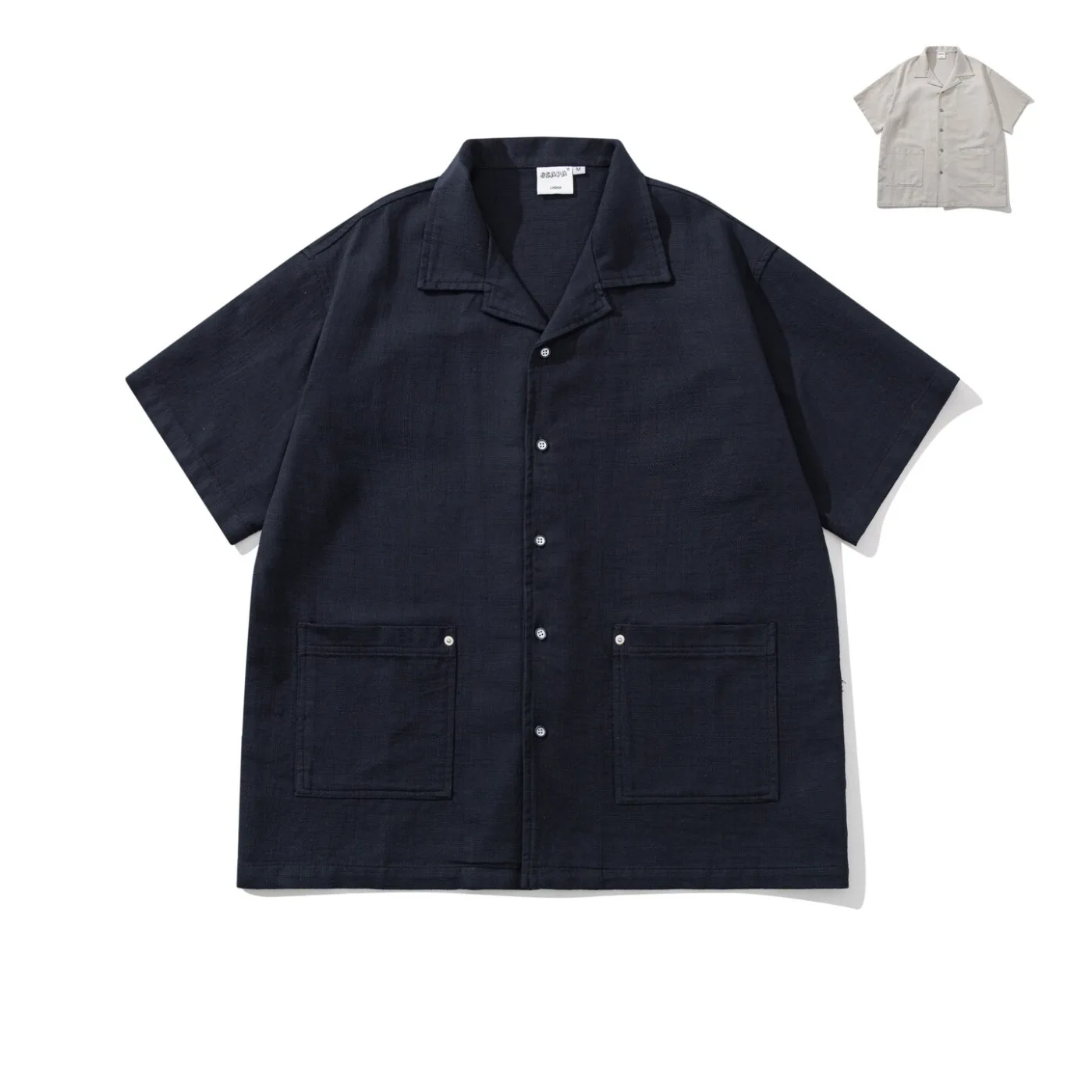 

Summer Vintage Style Double Pocket Cuban Collar Short Sleeved Shirt for Men Versatile Casual Shirts