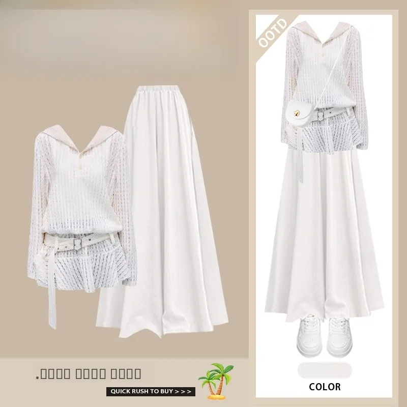 

Весна 2024, женская толстовка с капюшоном Dr Casual Pure Desire Sle, комплект из двух предметов, утягивающий универсальный свитшот, юбка, брюки, ансамбль