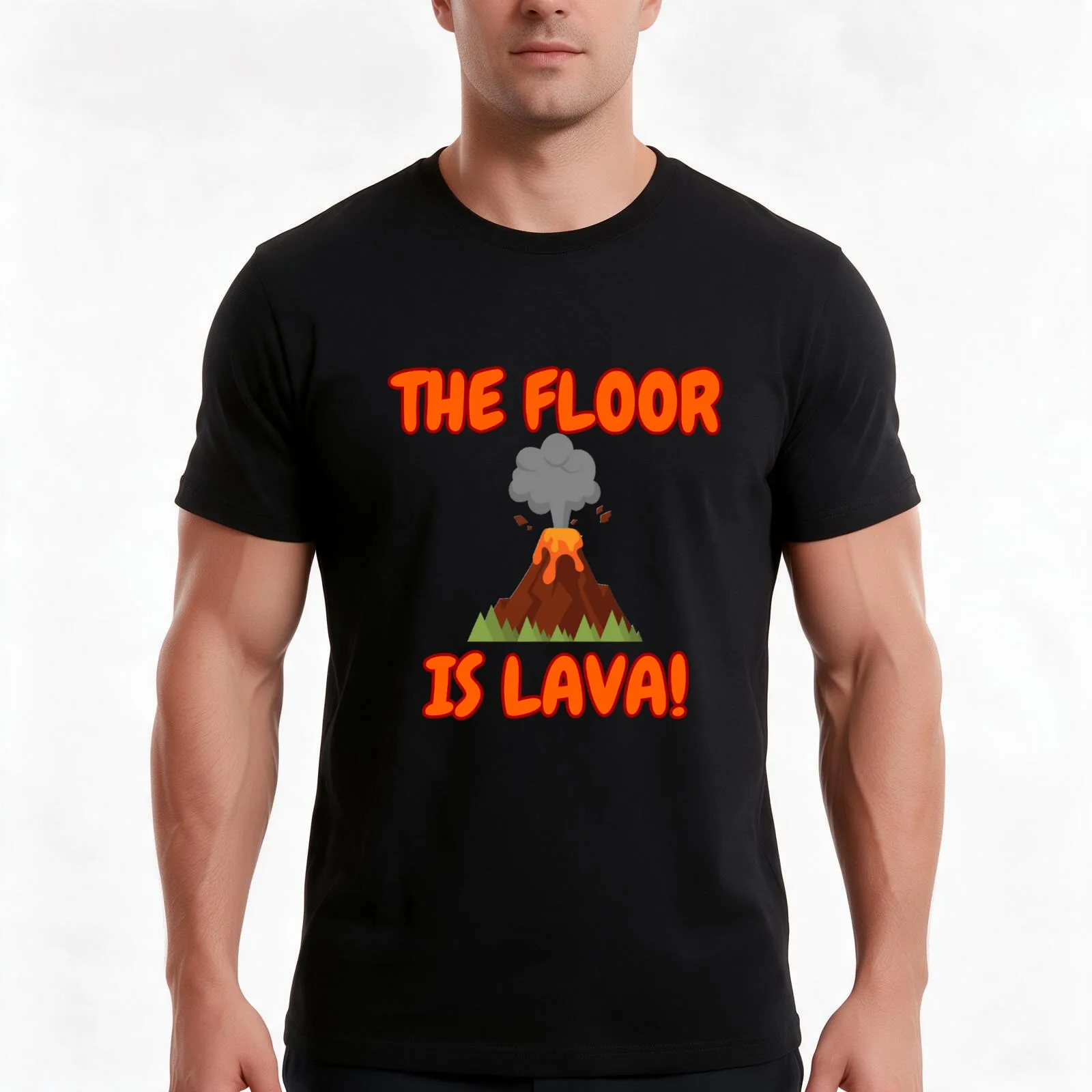 The Floor is Lava T-Shirt, Summer Casual Cotton Tee, Oversized Streetwear Tops, Vintage Graphic Print, Loose Fit Short Sleeve