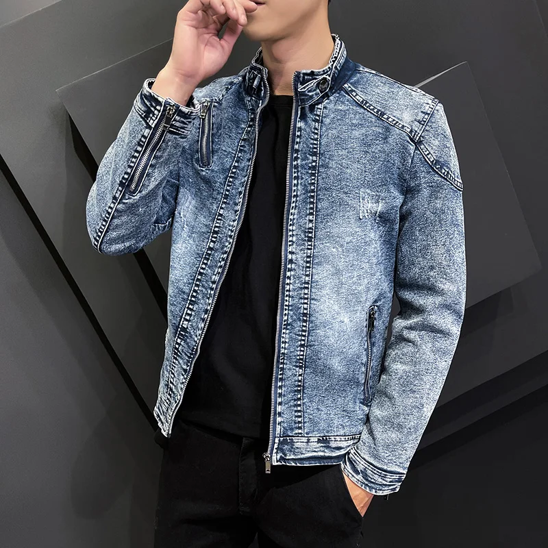 

Thick Plush Warm Denim Jacket High-quality Retro Men's Denim Jackets Cotton Male Autumn Winter Korean Fashion Slim Fit Jacket