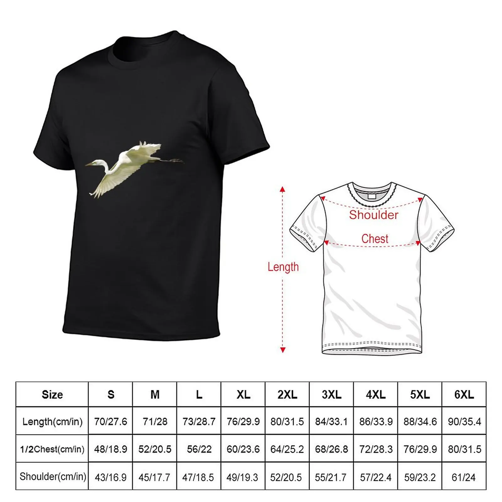 Great White Egret in Flight T-shirt heavyweights Aesthetic clothing boys animal print korean fashion mens vintage t shirts