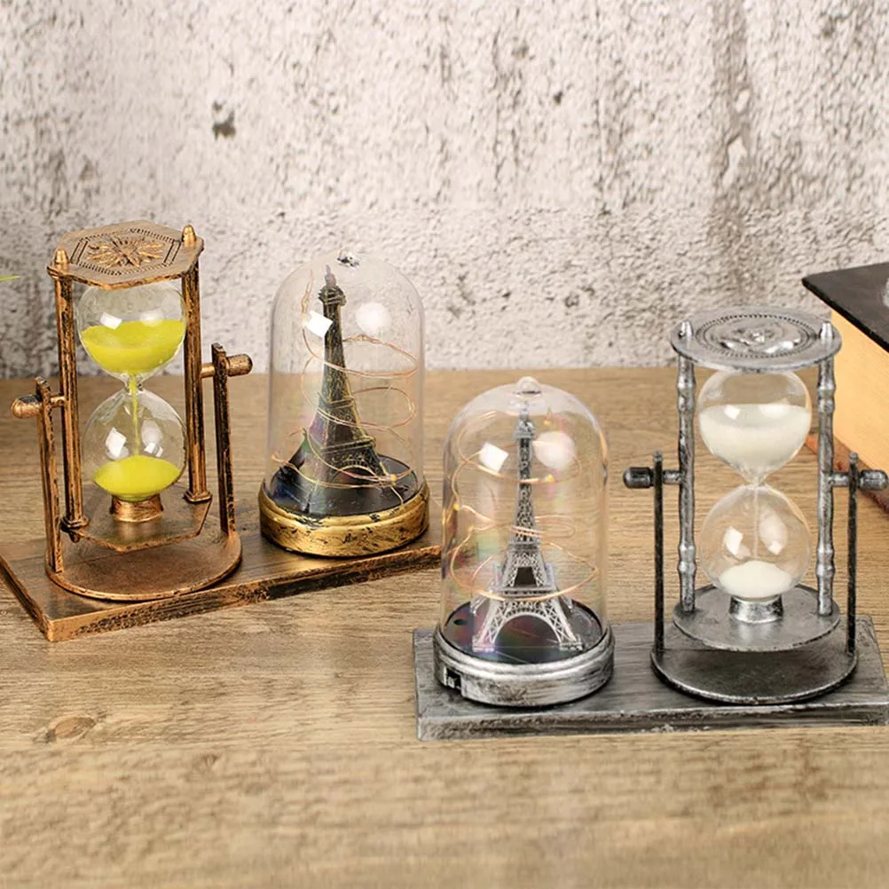 

Creative European Style Iron Tower Hourglass Sturdy Sand Timer Desktop Ornament For Home Office Decor Delicate Sandglass Gift