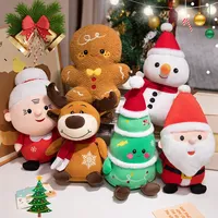 Lovely Christmas Series Plush Toys Cute Santa Claus Christmas tree Gingerbread man Reindeer Snowman Grandma Doll Gift