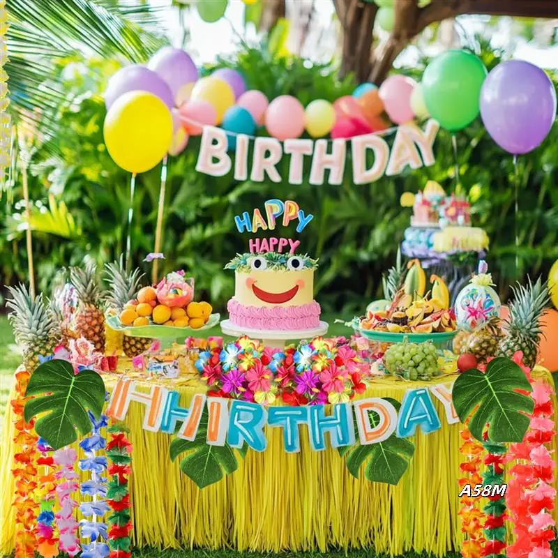 

70Pcs Hawaiian Luau Party Supplies,Tropical Leis,Palm Leaves&Hibiscus Flowers For Birthday Baby Shower Beach Pool Party