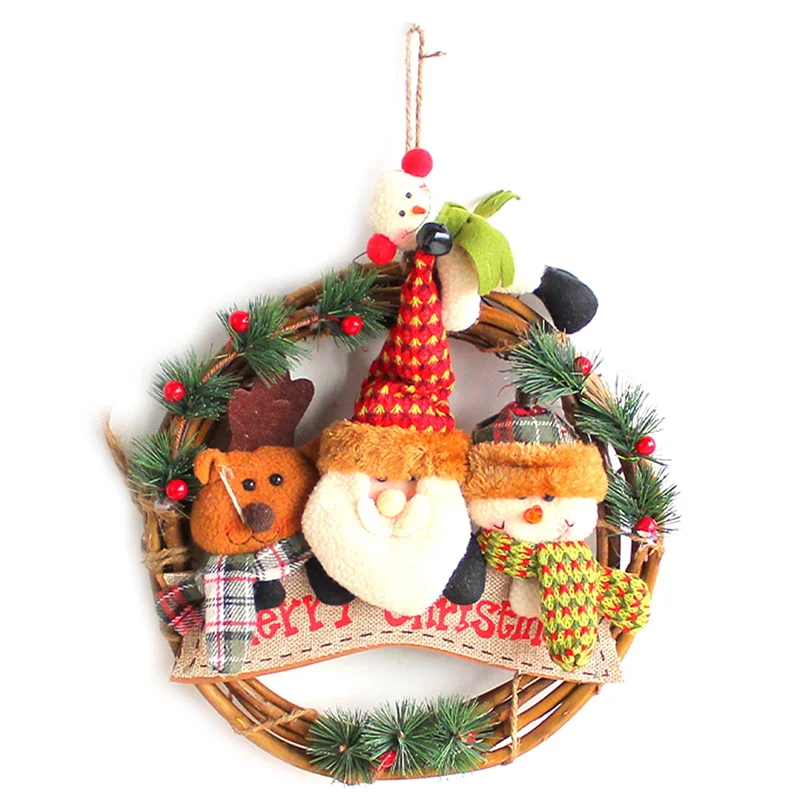 A59E-Weihnachten Santa Kranz Weihnachten Kränze Zeichen Weihnachtskranz Weihnachtsdekorationen für Haustür