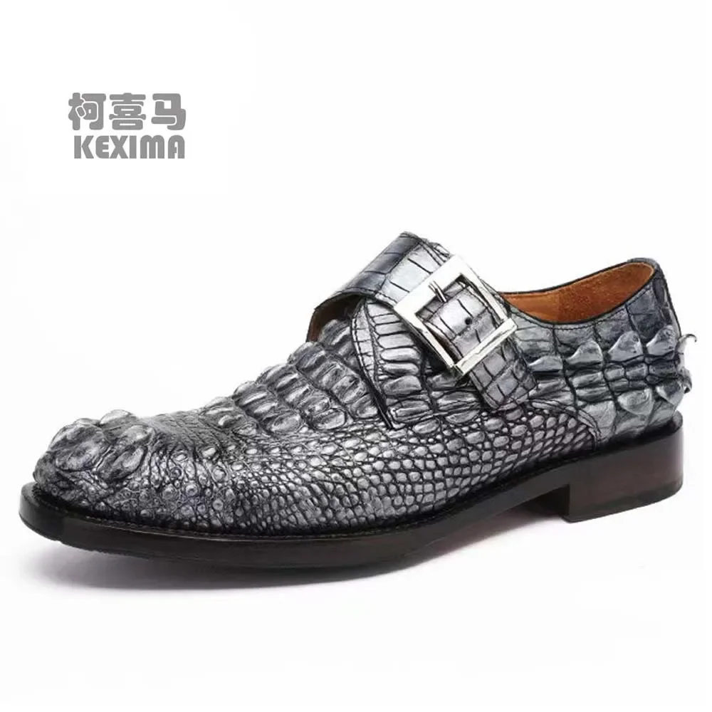 

hulangzhishi новые мужские туфли на кожаной подошве на шнуровке ручной работы из крокодиловой кожи цвета Rub