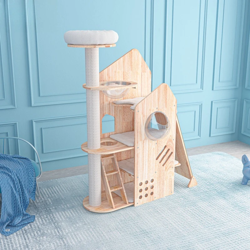 Cat climbing frame cat nest cat tree integrated solid wood frame naughty castle