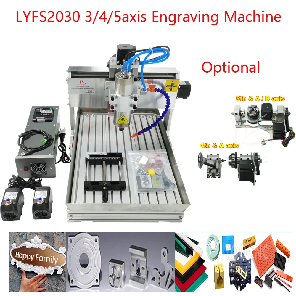 

LYFS2030 Engraving Milling Machine Metal Wood Acrylic Drilling Machine CNC Router 1500W 2200W Optional 3 Axis 4 Axis 5 Axis