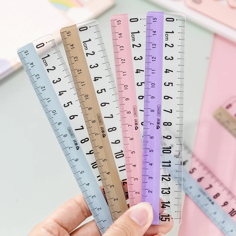 

40pcs Morandi Color Rulers Transparent Ruler 15cm Measuring Tools Korean Stationery Supplies School Useful Ruler for School Kids