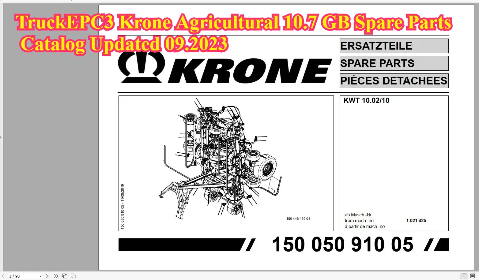 TruckEPC3 Krone Agricultural 10.7 GB Spare Parts Catalog Updated 09.2023