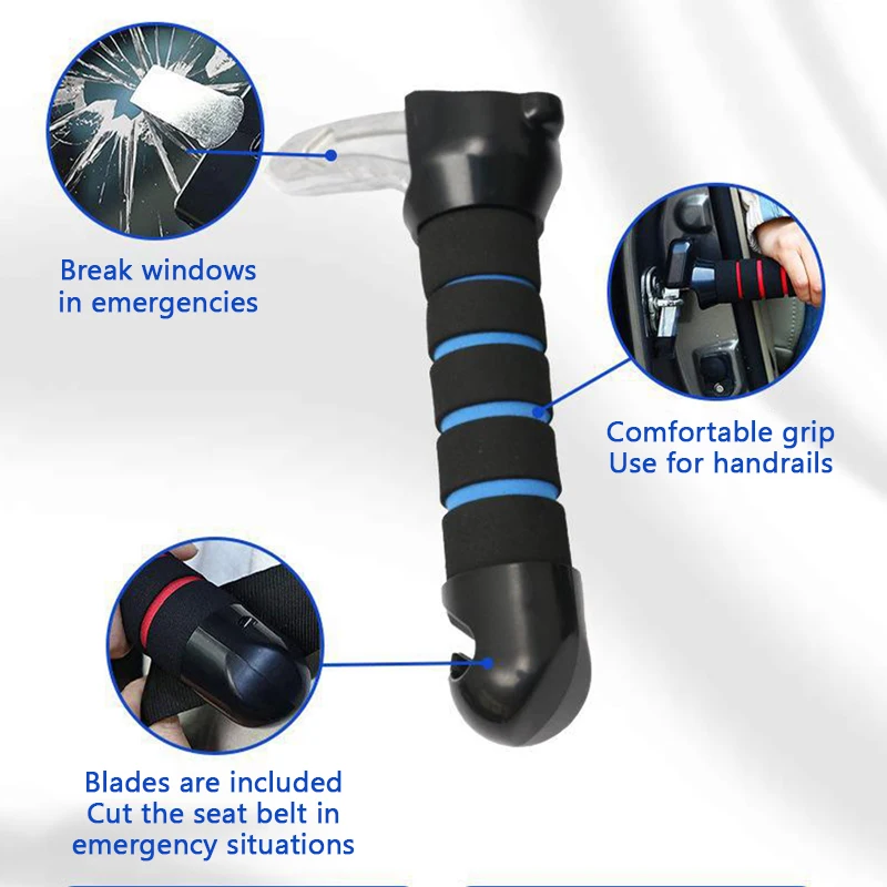 SEAMETAL Portable Car Assist Handle for Elderly 180kg Load-Bearing 3 in 1 Car Handle/Emergency Hammer‌ Anti-Slip Scratch-Free