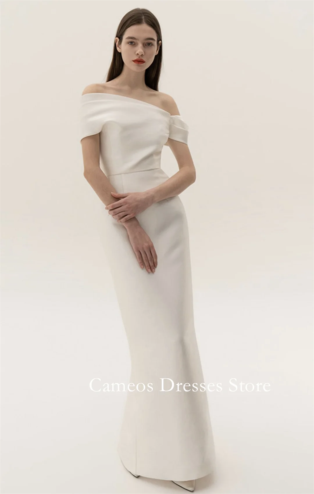 SONDR ที่กำหนดเองไหล่เดียวซาตินชุดแต่งงานเรียบง่ายนางเงือกซาตินรัดตัวเกาหลีเจ้าสาวชุดผู้หญิงชุดเจ้าสาว