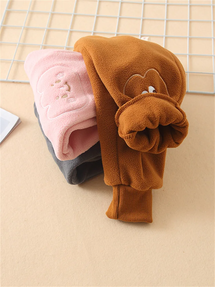 Thiened Fce Baby Pants Autumn Winter Sle Children Casual Trousers Trendy Big PP Pants Warm Cozy Kids Long Pants