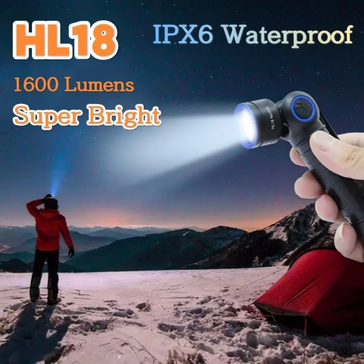 Brinyte HL18 1600 Lumens Farol Lanterna Cabeça USB recarregável de alta potência lanternas LED Candeeiro da frente do acampamento de pesca ao ar livre Lanterna IPX6 à prova d'água com faixa de cabeça e cauda magnética