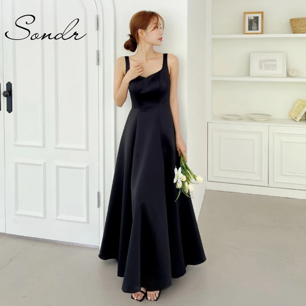 

Sondr Black Evening Party Dresses Korean Wedding Snap Dresses Customized Backless Simple Elegant Bridal Reception Dresses