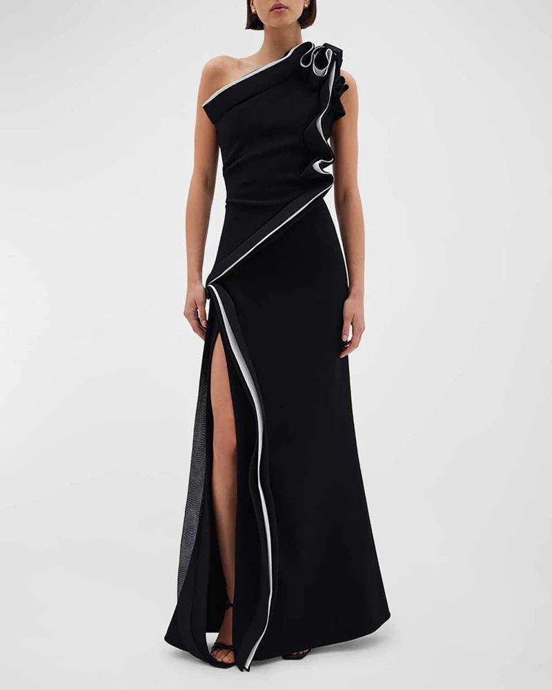 Serendipity Crepe Evening Dress فساتين سهرة Elegant One-Shoulder Hot Style Side Slit Cocktail Party Prom Gown For Sexy Women