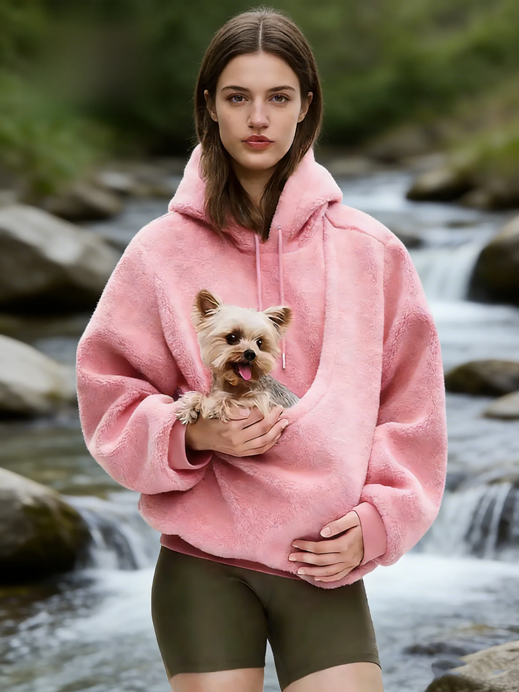 

Женская толстовка свободного кроя с капюшоном, осенне-зимняя, с меховой отделкой, оверсайз, теплая, с длинными рукавами, в уличном стиле