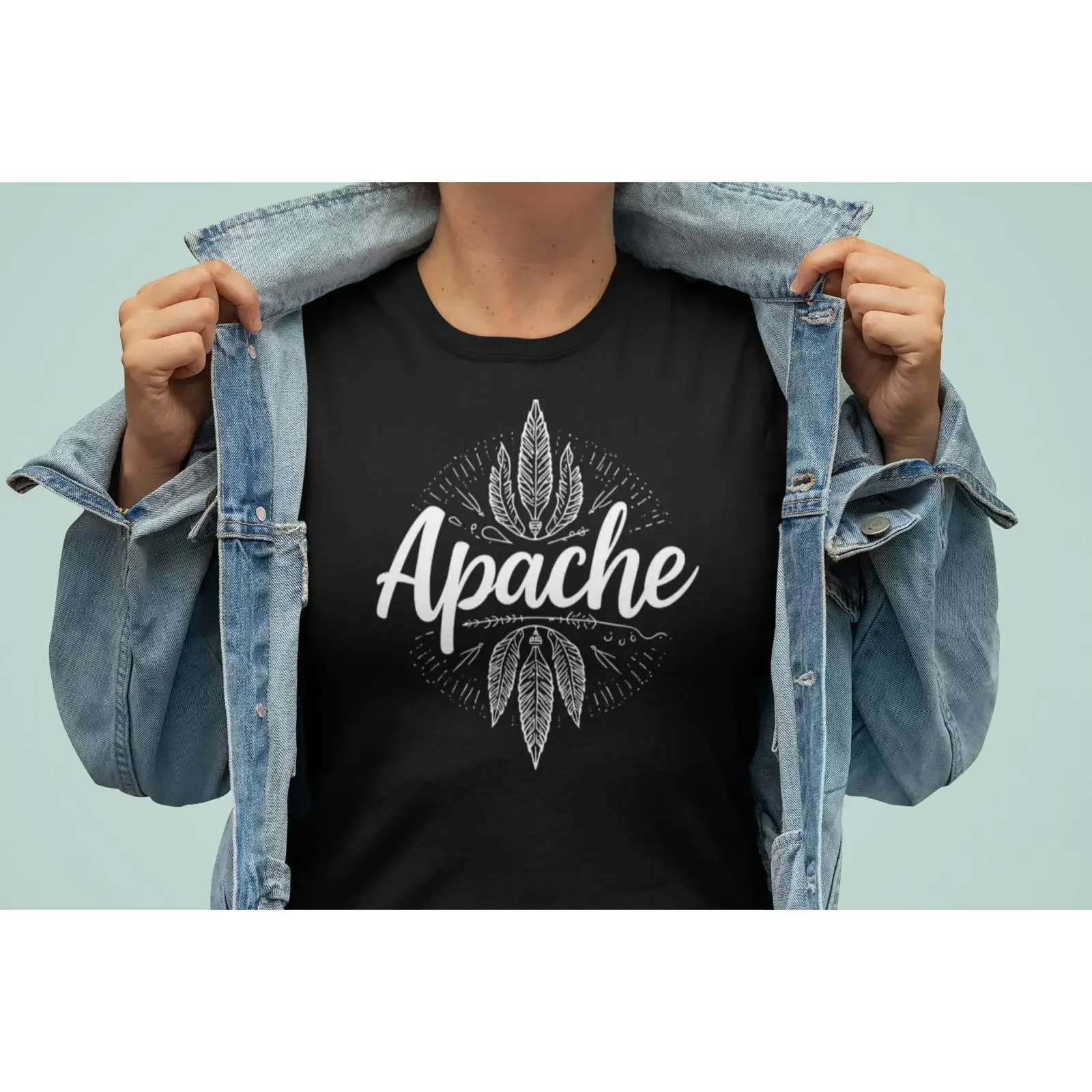 Apache T Shirt Indigenous Feather Design Native Pride vintage Washed Stretched Casual Soft Breathable Comfortable