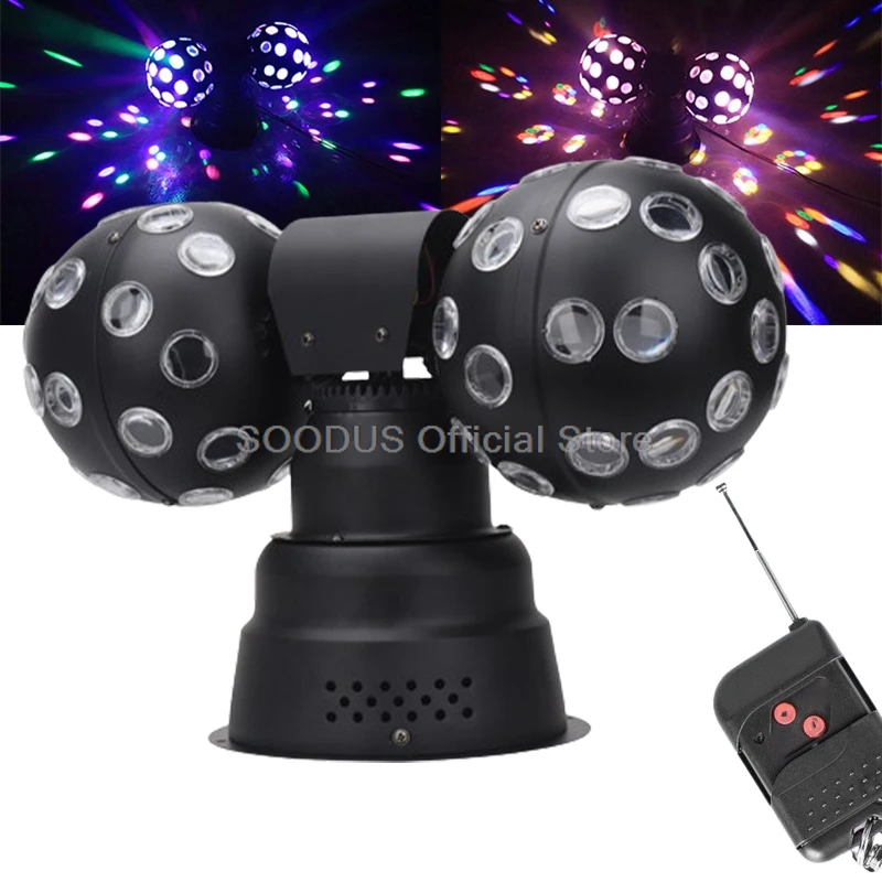 

Lights RGB LED Magic Ball Light Double Rolling Disco Ball Party Remote Control For DJ Lighting Effect Rotating Night Club