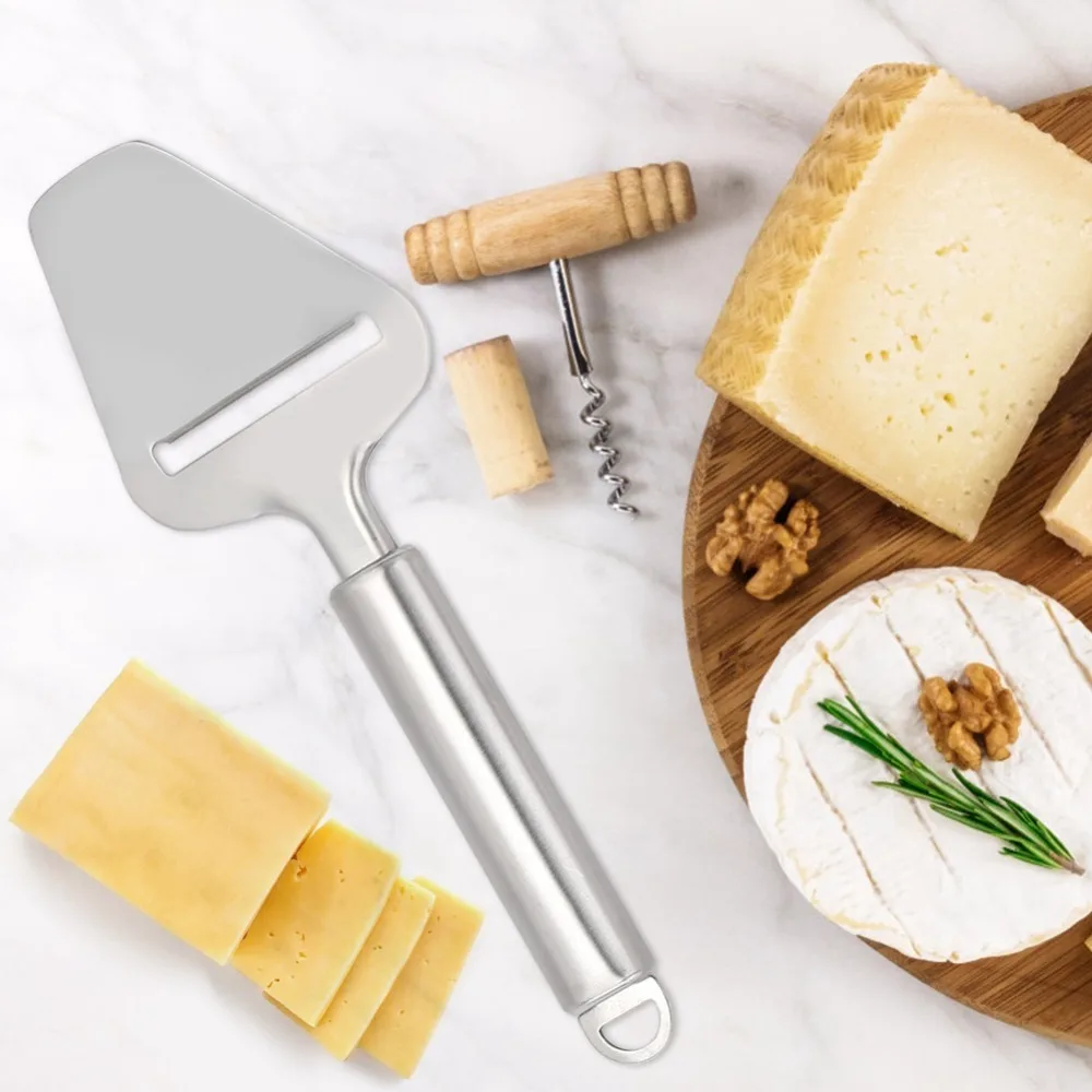 2PCS Stainless Steel Cheese Slicer Long Handle Non-Slip Cheese Plane Hanging Loop Easy Clean Cheese Shaver Dessert Making