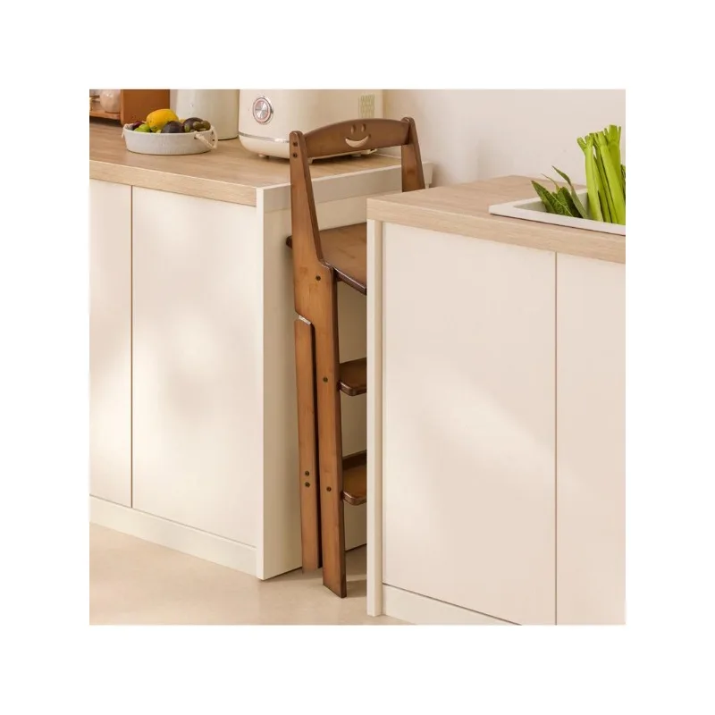 Foldable Multifunctional Ladder Stool Home Climbing Ladder Stool Dual-purpose Kitchen Climbing Stool Thickened Chair with Back