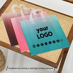 50pcs Reusable Party Supplies Tote Bags Plastic Gift Bags Birthday Thanksgiving Christmas Gift Colorful Garment Bags Custom Logo