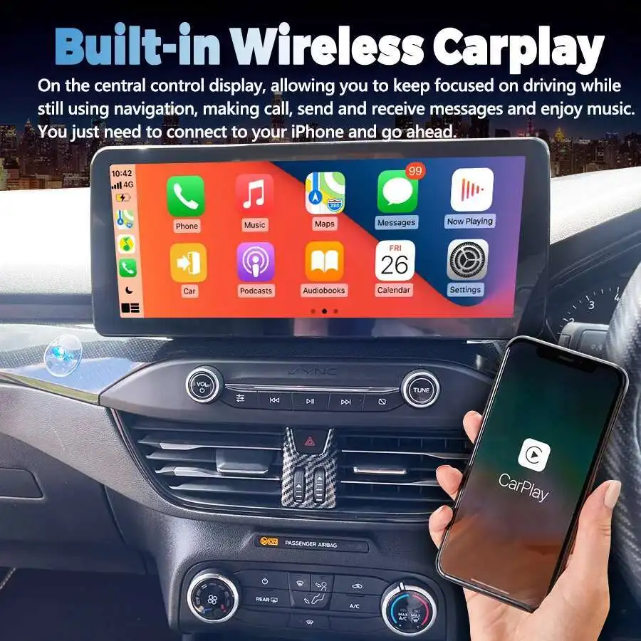 Yes 12.3 Inch Car Stereo Radio For Ford Focus 2018-2022 Wireless Carplay Android Auto Navigation 4G Car Multimedia Video Player