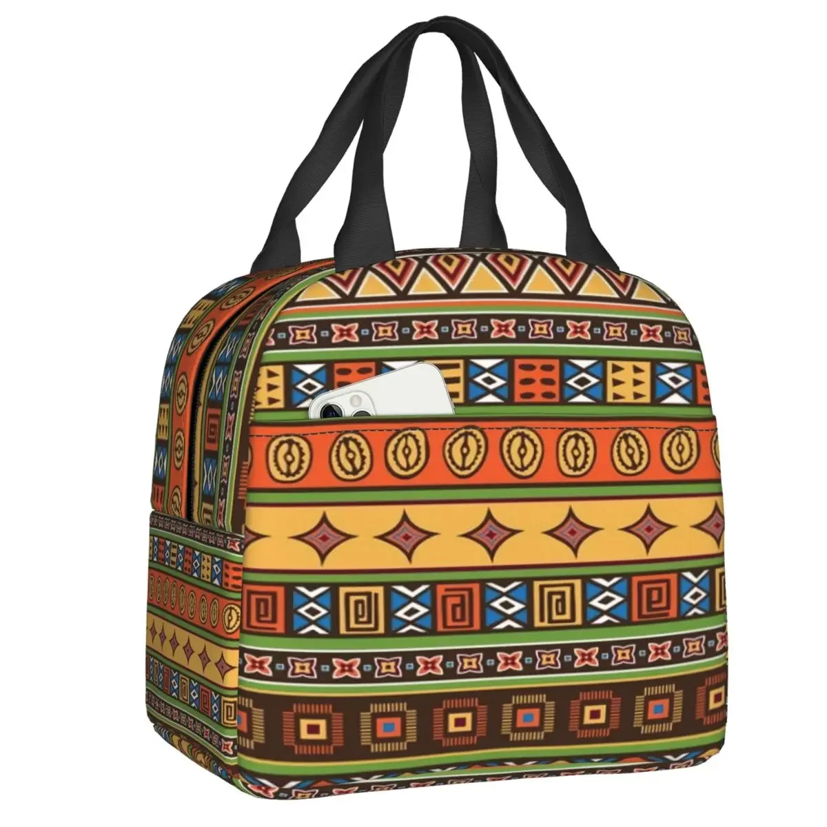 Ankara Dutch Wax Print Thermal Insulated Lunch Bags Women African Patterns Lunch Tote for Outdoor Camping Travel Food Box