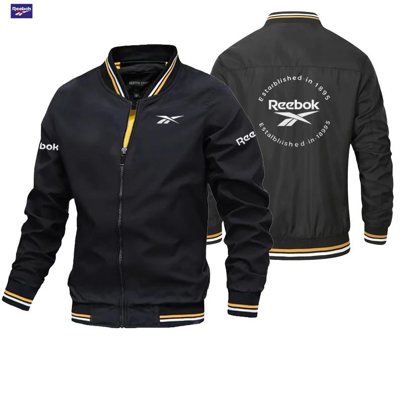 

Reebok's new golf men's stand-up collar jacket - a zipper sport coat, a fashionable men's outdoor casual zipper jacket for sprin