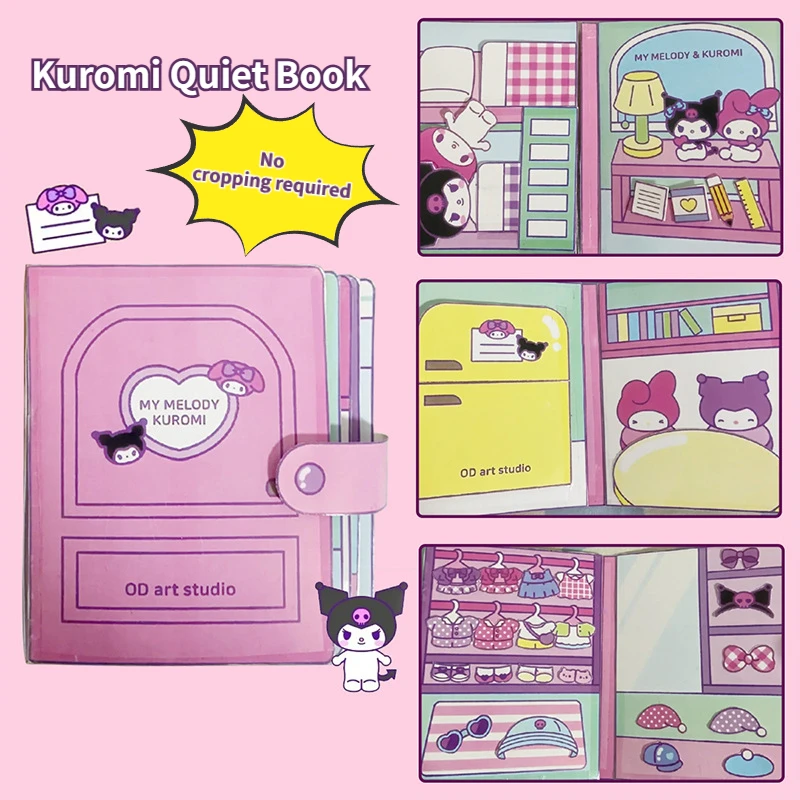 Sanrio Kuromi Cinnamoroll Quiet Book My Melody Handmade DIY Children's Toys Development Hands on Ability Girl's Birthday Gift