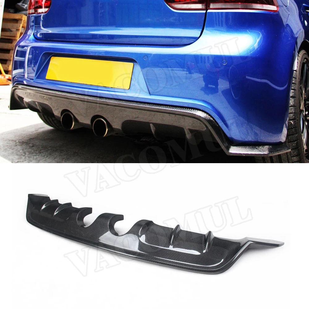 VACOMUL Carbon Fiber Rear Lip Diffuser Spoiler For Volkswagen VW Golf 6 VII MK6 R20 2010-2013 E Style Back Bumper Plate Guard