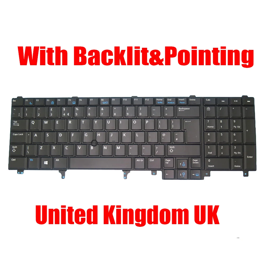 

Backlit UK Keyboard For DELL For Latitude E5520 E5520M E5530 E6520 E6530 E6540 M2800 M4600 M4700 M4800 M6600 M6700 M6800 04XJCD