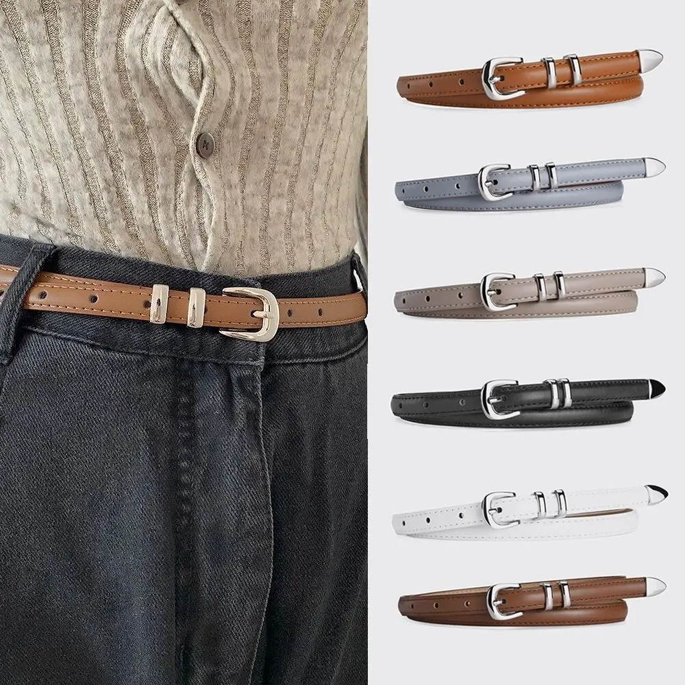 الاتجاه الفاخرة تصميم بو حزام جلد عارضة تنوعا أحزمة رقيقة الرجعية الفضة دبوس مشبك حزام الخصر