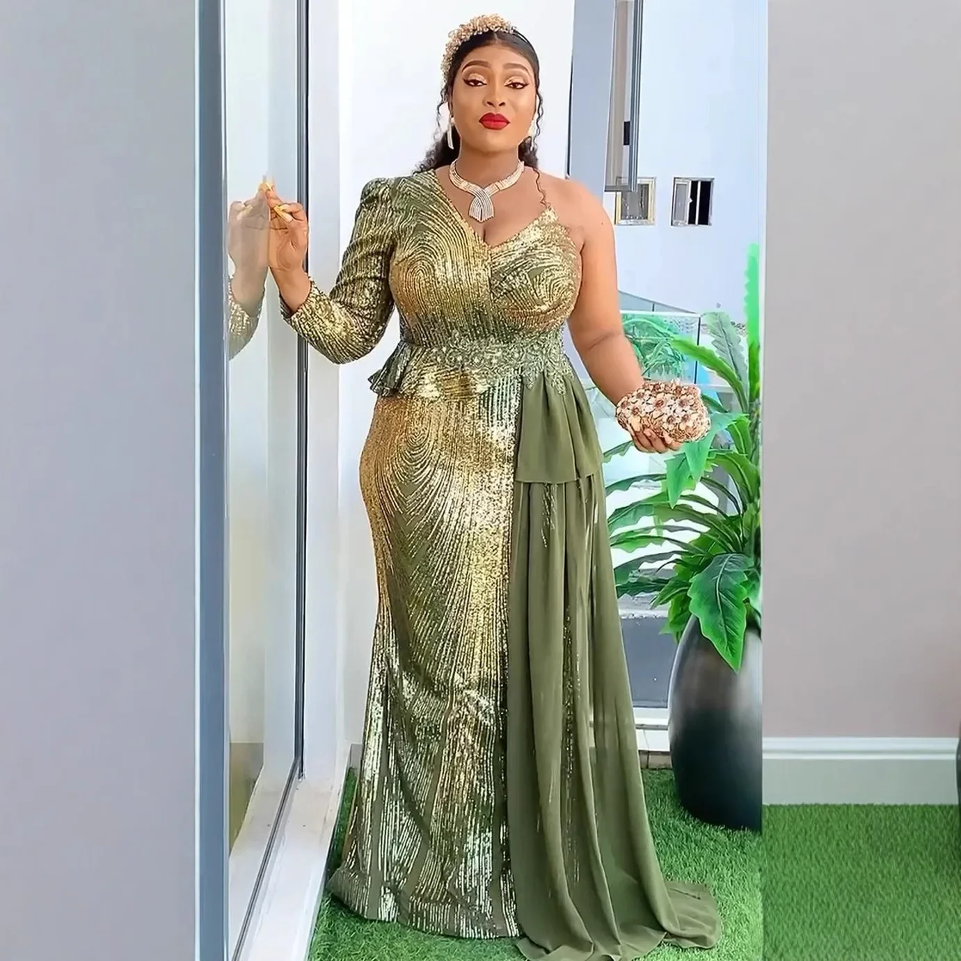 

Plus Size African Party Dresses for Women Dashiki Ankara Sequin Wedding Evening Sexy Bodycon Maxi Christmas Dress Africa Clothes