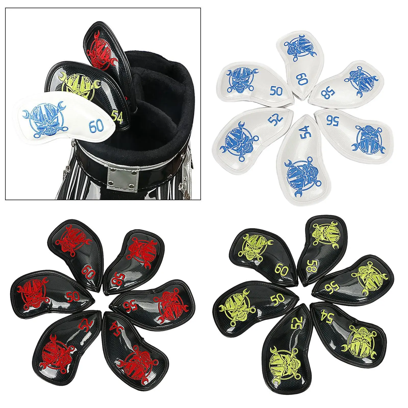 PU Golf Iron Headcover Skull Design Identification Number Unisex Accessories