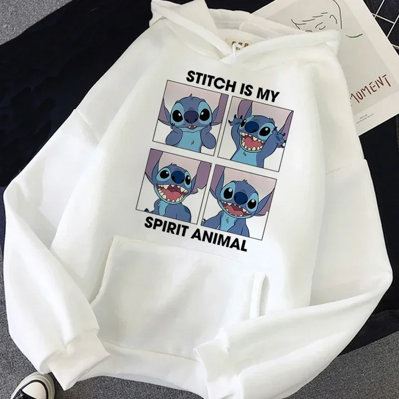 2024 New Cartoon Stitch Hoodies for Women Clothing Kawaii Graphic Women\'s Sweatshirts Autumn Funny Long Sleeve Unisex Hoodie Top