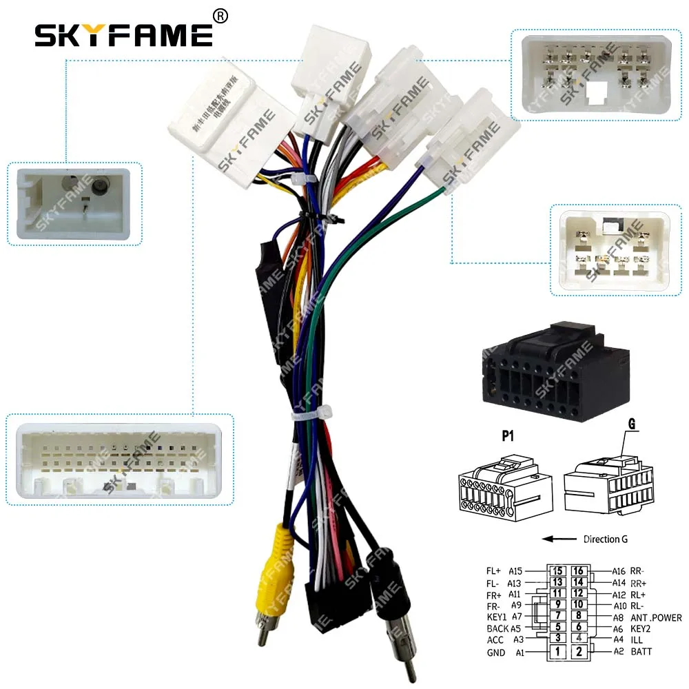 SKYFAME Car 16pin Wiring Harness Adapter Decoder For New Toyota Low (Southeast Asia version)  Android Radio Power Cable