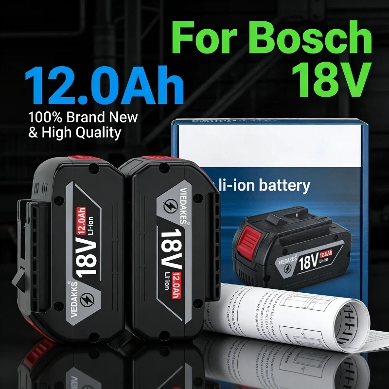 

18V 12000mAh Replacement Batteryfor Bosch 18V Professional Systeem ToolsBAT618 BAT609 BAT620 Gba18v80, high capacity Cell✅