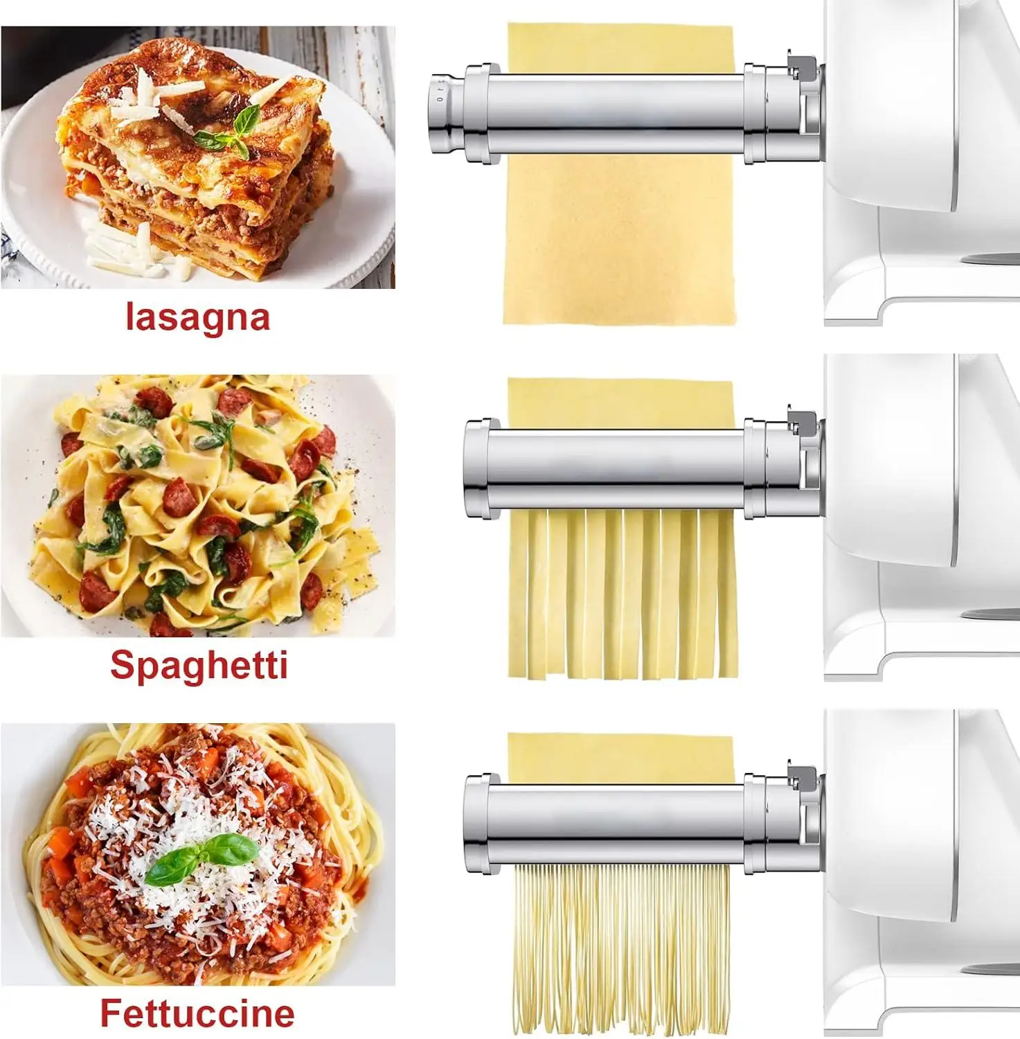 1/3pcs Stainless Steel Pasta Attachment for Bosch MUM 5 Series,Spaghetti Cutter & Fettuccine Cutter for Bosch MUM58720