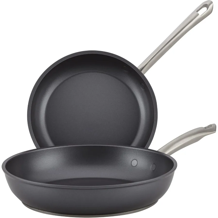 

Accolade Forged Hard Anodized Nonstick Frying Pans Skillet Set 8 Inch and 10 Inch Moonstone Gray